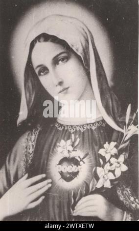 Antico biglietto sacro colorato Madonna, Santa Maria, Samaria Zell, Mater dolorosa, Immacolata, Ave Maria, Rosa Mystica, Szűz Mária, Maria, nostra Signora del dolore ulteriori-diritti-cancellazioni-non disponibili Foto Stock