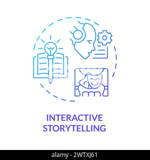 Icona di concetto del gradiente blu con narrazione interattiva Illustrazione Vettoriale