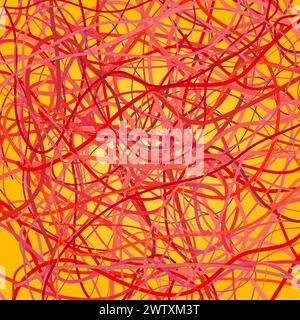 Sfondo vettoriale con linee colorate in movimento. Sfondo giallo delle linee curve rosse. Illustrazione Vettoriale