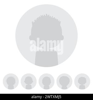 Set di avatar utente Web. Silhouette anonima. Icona profilo sociale. Illustrazione vettoriale. Illustrazione Vettoriale