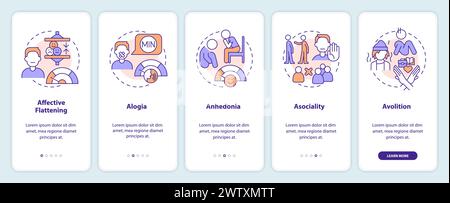 Schizofrenia sintomi negativi onboarding schermata app mobile Illustrazione Vettoriale