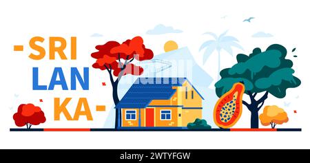 House of Sri Lanka People - moderna illustrazione vettoriale colorata Illustrazione Vettoriale