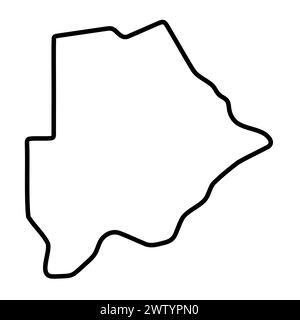 Mappa semplificata del paese del Botswana. Contorno nero spesso. Semplice icona vettoriale Illustrazione Vettoriale