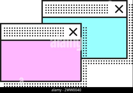 Icona interfaccia interfaccia utente retro. Cornici per finestre vintage Illustrazione Vettoriale