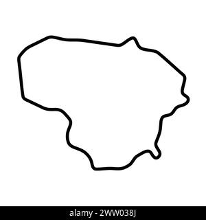 Mappa semplificata del paese della Lituania. Contorno nero spesso. Semplice icona vettoriale Illustrazione Vettoriale