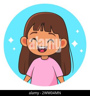 Ragazza sorridente. Bambino felice. Avatar per i social network. Illustrazione vettoriale. Illustrazione Vettoriale