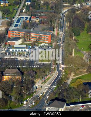 Luftbild, Gymnasium Hammonense und Wassersportzentrum, Baustelle auf der Adenauerallee, Mitte, Hamm, Ruhrgebiet, Nordrhein-Westfalen, Deutschland ACHTUNGxMINDESTHONORARx60xEURO *** Vista aerea, palestra Hammonense e centro di sport acquatici, cantiere in Adenauerallee, Mitte, Hamm, regione della Ruhr, Renania settentrionale-Vestfalia, Germania ATTENTIONxMINDESTHONORARx60xEURO Foto Stock
