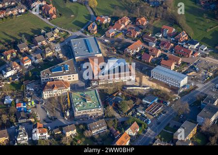 Luftbild, Arnold-Freymuth-Gesamtschule Baustelle mit Neubau, Stadtbezirk Herringen, Hamm, Ruhrgebiet, Nordrhein-Westfalen, Deutschland ACHTUNGxMINDESTHONORARx60xEURO *** veduta aerea, Arnold Freymuth comprensivo cantiere scolastico con nuovo edificio, distretto di Herringen, Hamm, zona della Ruhr, Renania settentrionale-Vestfalia, Germania ATTENTIONxMINDESTHONORARx60xEURO Foto Stock