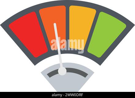 Indicatore di livello colorato. Indicatore delle prestazioni. Misuratore di punteggio Illustrazione Vettoriale