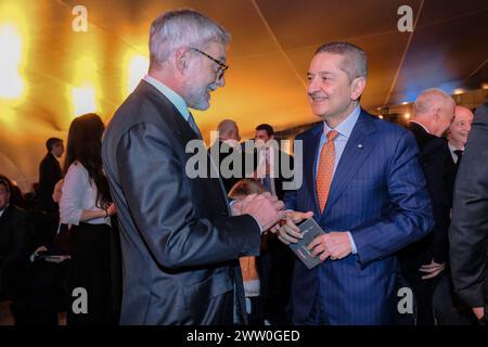 Roma, Italia. 20 marzo 2024. Il Ministro della difesa Guido Crosetto, il presidente COPASIR Lorenzo Guerini alla cerimonia per il 250.mo anniversario della Guardia di Finanza svoltasi a Roma, Mercoledì, 20 marzo 2024 (foto Mauro Scrobogna/LaPresse) il Ministro della difesa Guido Crosetto, il presidente del COPASIR Lorenzo Guerini alla cerimonia per il 250° anniversario della Guardia di Finanza che si è svolta a Roma, mercoledì 20 marzo 2024 (foto Mauro Scrobogna/LaPresse) crediti: LaPresse/Alamy Live News Foto Stock