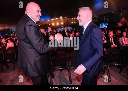 Roma, Italia. 20 marzo 2024. Il Ministro della difesa Guido Crosetto, il presidente COPASIR Lorenzo Guerini alla cerimonia per il 250.mo anniversario della Guardia di Finanza svoltasi a Roma, Mercoledì, 20 marzo 2024 (foto Mauro Scrobogna/LaPresse) il Ministro della difesa Guido Crosetto, il presidente del COPASIR Lorenzo Guerini alla cerimonia per il 250° anniversario della Guardia di Finanza che si è svolta a Roma, mercoledì 20 marzo 2024 (foto Mauro Scrobogna/LaPresse) crediti: LaPresse/Alamy Live News Foto Stock