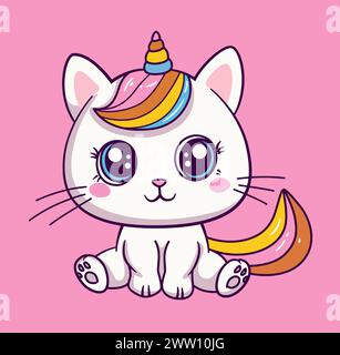 Un simpatico unicorno gatto, un'illustrazione per bambini Illustrazione Vettoriale