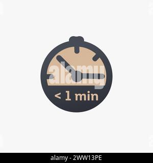 Icona dell'orologio a meno di un minuto. Icona di riduzione del tempo concetto semplice. Meno tempo, cronometro o timer, conto alla rovescia. Illustrazione vettoriale stock Illustrazione Vettoriale