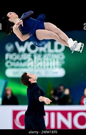 Lia PEREIRA & Trennt MICHAUD (CAN), durante il Pairs Short Program, ai Campionati mondiali di pattinaggio di figura ISU 2024, al Centre Bell, il 20 marzo 2024 a Montreal, Canada. Crediti: Raniero Corbelletti/AFLO/Alamy Live News Foto Stock