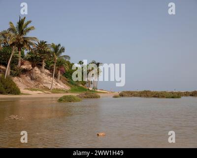 Laguna di Playa Sotavento, rinomata spiaggia di kitesurf e surf di fama mondiale, Costa calma, Fuerteventura meridionale, Las Palmas, Isole Canarie, Spagna Foto Stock