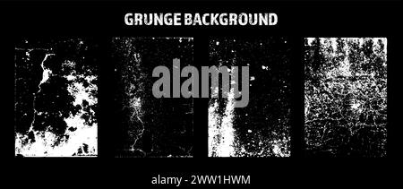 Texture di sovrapposizione grunge. Vecchio sfondo in cemento sporco con incrinature e graffi. Superficie sgranata sgranata. Sfondo urbano vintage. Raschiato e. Illustrazione Vettoriale