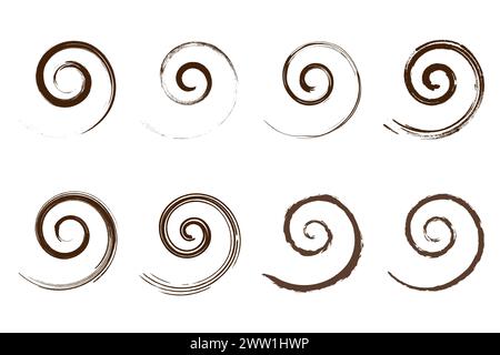 Icona a spirale texture grunge vintage in stile retrò, pennello vettoriale con simbolo in angoscia. Illustrazione Vettoriale