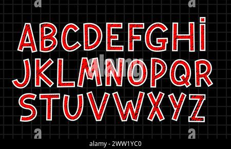 impostare l'alfabeto su sfondo nero per disegni a scarabocchiare Illustrazione Vettoriale