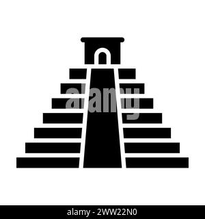icona nera del tempio azteco vettoriale su sfondo bianco Illustrazione Vettoriale
