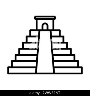 icona nera del tempio azteco vettoriale su sfondo bianco Illustrazione Vettoriale