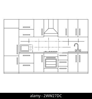 Contorni dei mobili da cucina Illustrazione Vettoriale