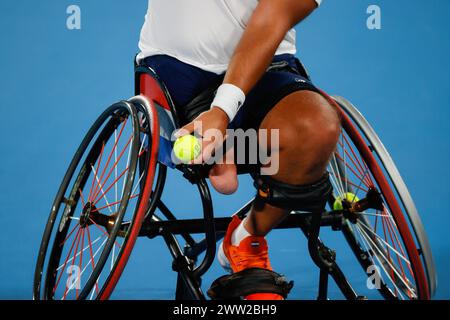 L'olandese Tom Egberink ha vinto la medaglia d'argento nella finale maschile di tennis su sedia a rotelle alle Paralimpiadi di Tokyo 2020, sconfitto da Shingo Kunieda (non in foto). Shingo Kunieda ha vinto contro Tom Egberink 6-1 6-2 Foto Stock