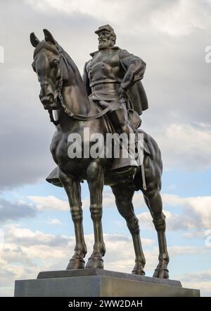 Statua di Thomas Jonathan "Stonewall" Jackson al Manassas National Battlefield Park situato nella contea di Prince William, Virginia, Stati Uniti Foto Stock