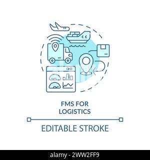FMS per la logistica icona blu morbido concetto Illustrazione Vettoriale