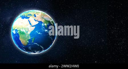 Vista del pianeta Terra nello spazio. Il cambiamento climatico e salvare la Terra. Foto Stock
