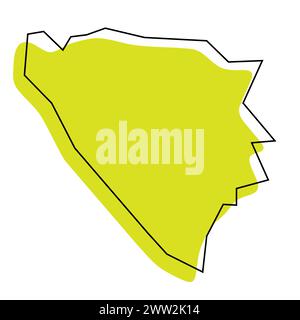 Mappa semplificata dei paesi della Bosnia ed Erzegovina. Silhouette verde con contorno nero sottile isolato su sfondo bianco. Semplice icona vettoriale Illustrazione Vettoriale
