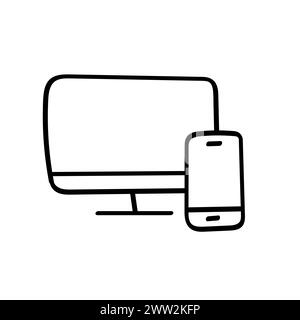 Icona piatta disegnata a mano per i dispositivi smart team per il telefono portatile Illustrazione Vettoriale