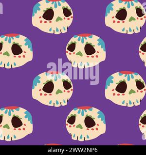 motivo senza cuciture con elementi messicani disegnati a mano. Illustrazione vettoriale del messicano Illustrazione Vettoriale