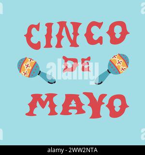 Biglietto d'auguri Cinco de mayo. Illustrazione vettoriale su sfondo blu Illustrazione Vettoriale