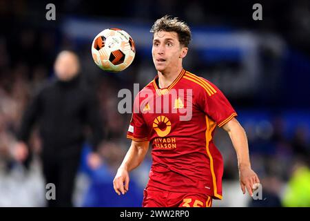 Tommaso Baldanzi di AS Roma- Brighton & Hove Albion contro Roma, UEFA Europa League. Round of 16, Amex Stadium, Brighton, Regno Unito - 14 marzo 2024 Foto Stock