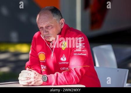 Melbourne, Australia. 21 marzo 2024. Il team principal della Scuedria Ferrari Fred Vasseur nel paddock davanti al Gran Premio di F1 d'Australia sul circuito Albert Park Grand Prix di giovedì 21 marzo 2024 a Melbourne, Australia. Credito: SOPA Images Limited/Alamy Live News Foto Stock