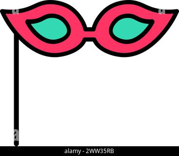 Festa Carnevale donne maschera look gatto, simbolo di compleanno. Mascherina in stile semplice e festivo per il design del centro di intrattenimento per bambini. Icona traccia colore Illustrazione Vettoriale