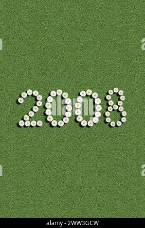 Anno 2008 scritto con fiori Foto Stock