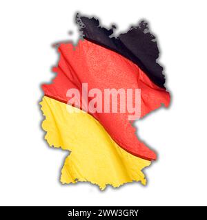 Bandiera nazionale della Germania nella forma della mappa Foto Stock