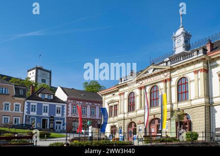 Piazza principale, con municipio, Weitra, Waldviertel, bassa Austria, Austria Foto Stock