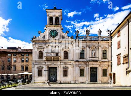 Piazza San Giacomom con Chiesa di San Giacomo, XIV secolo, Udine, la più importante città storica del Friuli, Italia, Udine, Friuli, Italia Foto Stock