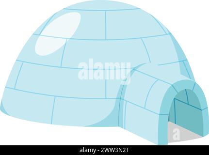 Illustrazione vettoriale di un Igloo eschimese tradizionale in stile cartoni animati isolato su sfondo bianco. Case tradizionali delle World Series Illustrazione Vettoriale