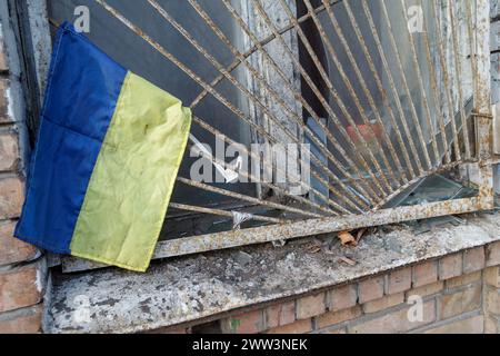 Kiev, Ucraina. 21 marzo 2024. KIEV, UCRAINA - 21 MARZO - dopo un attacco missilistico russo al distretto di Podilskyi di Kiev, capitale dell'Ucraina. Crediti: Ukrinform/Alamy Live News Foto Stock