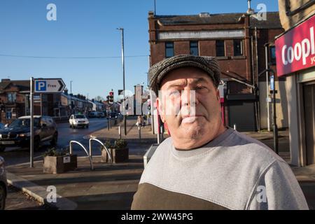 Dave Lee Exminner e residente di Goldthorpe. L'ex città mineraria di Goldthorpe, Barnsley, South Yorkshire, Regno Unito. Foto Stock