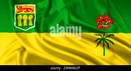 Bandiera della provincia canadese del Saskatchewan, con effetto Ripple Foto Stock