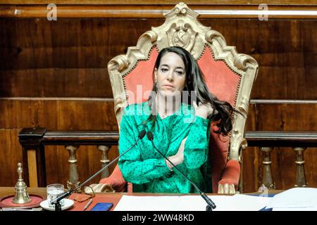 Roma, Italia. 21 marzo 2024. Licia Ronzulli FI vicepresidente del Senato durante lo svolgimento del tempo delle interrogazioni in Senato a Roma, Gioved&#xec;, 21 marzo 2024 (foto Mauro Scrobogna/LaPresse) Licia Ronzulli vice presidente del Senato durante il tempo delle interrogazioni al Senato a Roma, giovedì 21 marzo 2024 (foto di Mauro Scrobogna/LaPresse) crediti: LaPresse/Alamy Live News Foto Stock