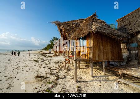 Resort Hotel, Bungalows sulla spiaggia sulla costa orientale di Zanzibar Foto Stock