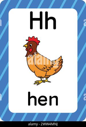 Schede didattiche ABC. Lettera, parola e immagine. Tessere educative per bambini. Alfabeto parola e immagine. pagine alfabetiche per bambini. Illustrazione Vettoriale