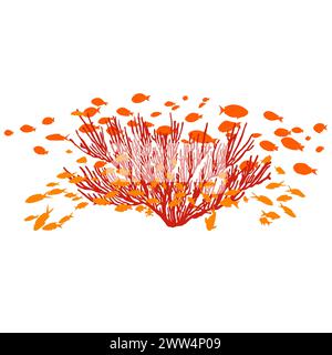 Concetto animale creativo - illustrazione artistica di un corallo marino con pesci - Ilustración Artística de un corallo marino con peces Foto Stock