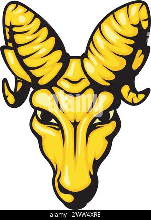 Angry RAM Head Mascot, illustrazione vettoriale Illustrazione Vettoriale