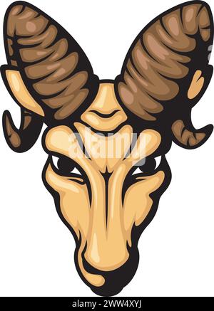 Angry RAM Head Mascot, illustrazione vettoriale Illustrazione Vettoriale